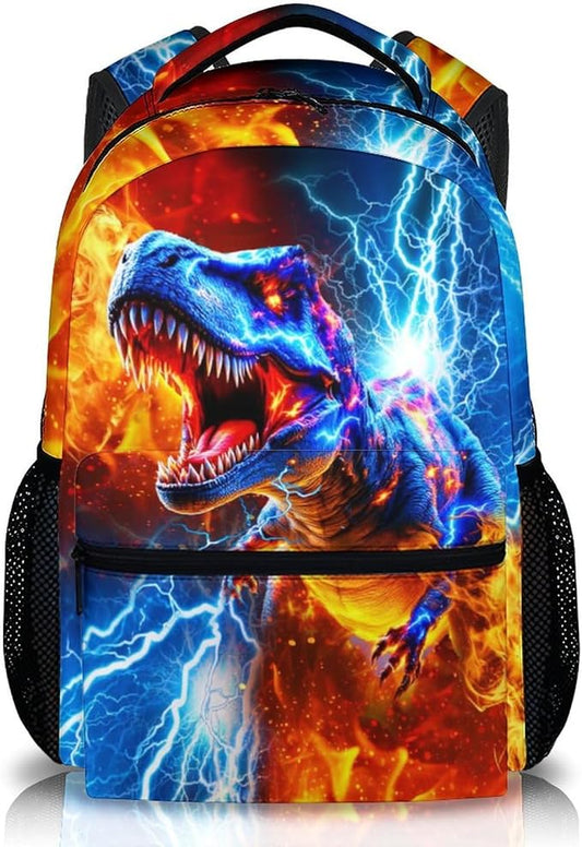 CustomWish Dinosaur Backpack for Boys, Backpack for Kids Teens Kindergarten Primary Middle Senior, 17 Inch Lightweight Large Capacity Bookbag for School Travel Work
