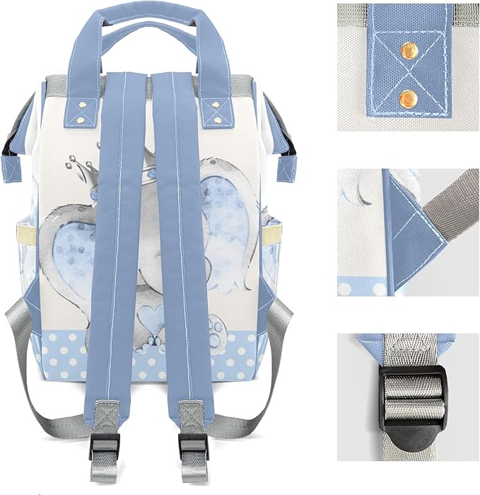 Personalized Elephant Prince Crown Custom with Name Diaper Bag Backpack For Baby Boy Girl Dad Mom Unisex for Adult Daypack Holiday Gift