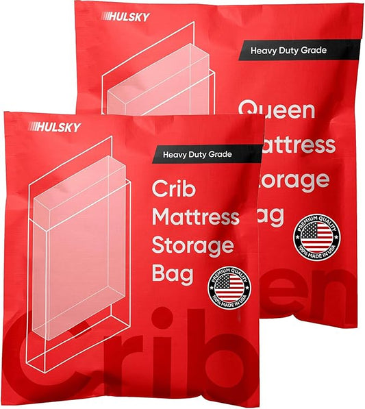 Queen and Crib Mattress Storage Bag Bundle - Premium Quality - 4 Mil Heavy Duty Queen Mattress Bag for Moving and Storage - Waterproof, Dust proof, Tear Resistant - BPA and Phthalate free