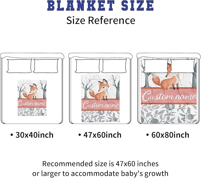 Orange Fox Theme Personalized Crib Bedding Set - 2 Piece Custom Name Crib Set with Blanket and Crib Sheet for Infant, Crib Set for Newborns Infant, Comfort and Soft