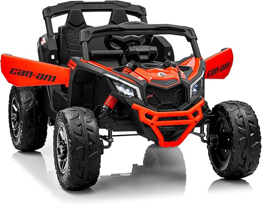 KerryYoo SU5 24V Ride on Toys for Big Kids,4x200W,2 Seater Electric Ride on UTV 4WD/2WD,EVA Rubber Tires,4x4 Shock Absorbers,Remote Control,Licensed Can-Am,Bluetooth - Red