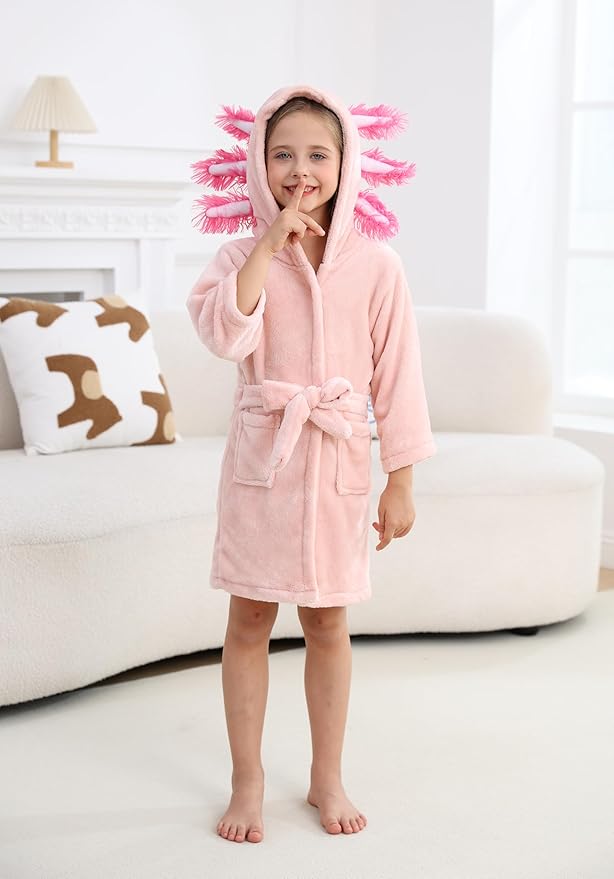 CuteOn Bathrobe for Women Soft Fleece Hooded Plush Loungewear
