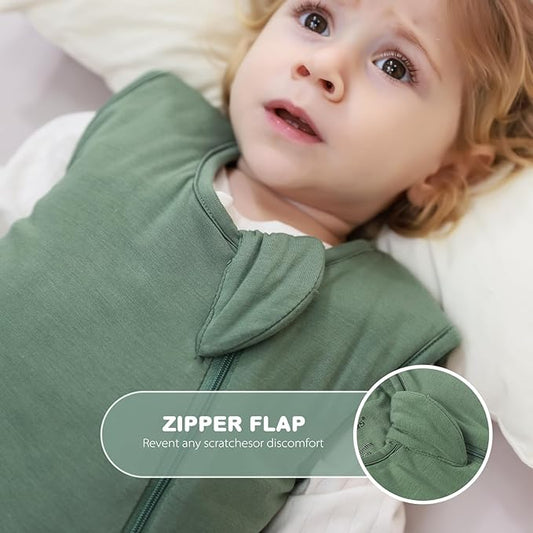 Mosebears Unisex Rayon Made from Bamboo Sleep Sack with 2-Way Zipper,2.5 Tog Baby Winter Sleep Sack (Dark Green,18-36 Months)