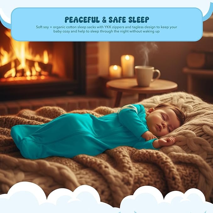 Babysoy Long Sleeve Wearable Blanket Sleep Sack, Infant to Toddler Sleeping Bag, Choose from size 0-24 Months
