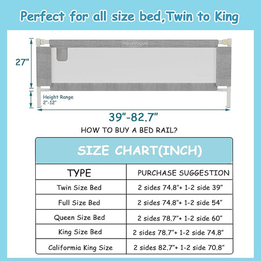 3-Pack Bed Rails for Toddlers - Height Adjustable Baby Bed Rail Guard Specially Designed for Twin Size (74.8 x 74.8 x 39 Inch)