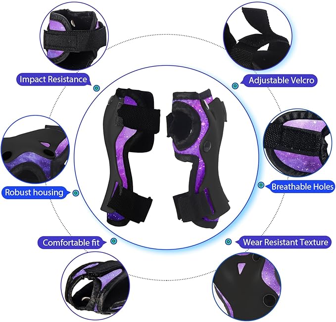 Adjustable Gradient Color Kids/Toddler Bike Helmet for 1-2-3-5-8-14 Years Boys Girls,Skateboard Helmet with Knee and Elbow Pads Wrist Guard Roller Skates,Cycling,Skating Scooter Longboard