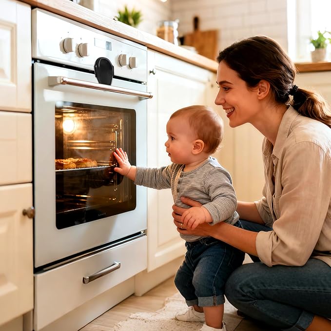 1 Pack Oven Lock for Baby Proofing - Heat Resistant, No Drill Adhesive Stove Door Lock, Child Safety Oven Lock (Black)