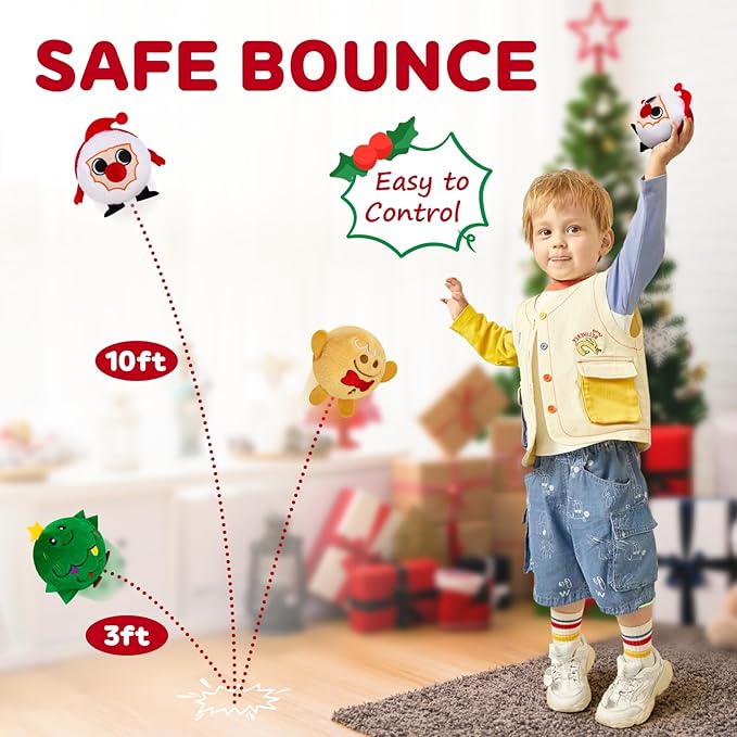 PlayZap Bouncy Balls with Plush Cover - BPA -Free Safe Sensory Toys for Toddlers Kids - 3" Large Size 10 FT High - Christmas Toy Birthday Gift - Ideal Stocking Stuffers for Boys Girls 1-3 3-5 5-8 8-12