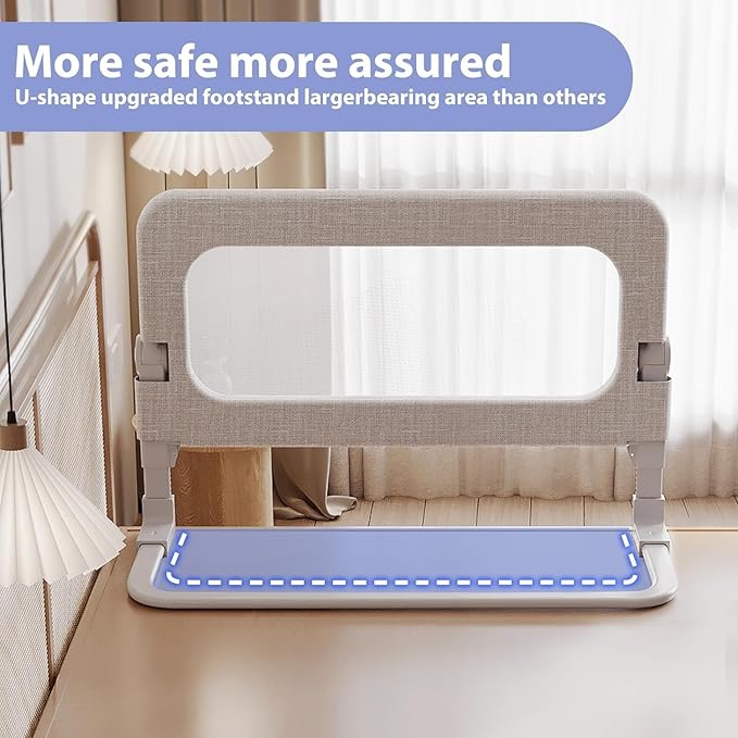 Toddler Bed Rail Guard for Baby - Toddlers Bed Rail for Queen Full King Twin Crib Bunk Size Bed Adjustable Heights & Foldable Portable Bedrail Extra Tall Child Safety Side Railing Guards for Kids(48")