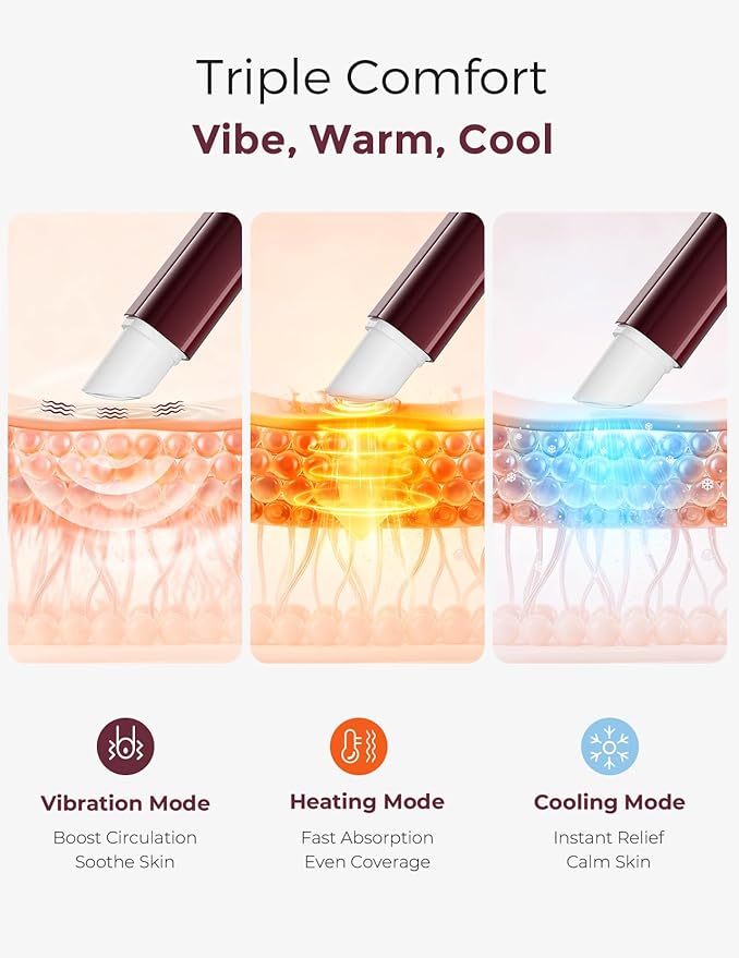 Momcozy ComfortNip™ 3-in-1 Multi-Care Cream Pen Kit, Heat/Cool/Vibe Breadfeeding Pen + Nipple Cream Refills Combo, Rechargeable Touch-Free 316 Steel Head for Nipple Pain Relief
