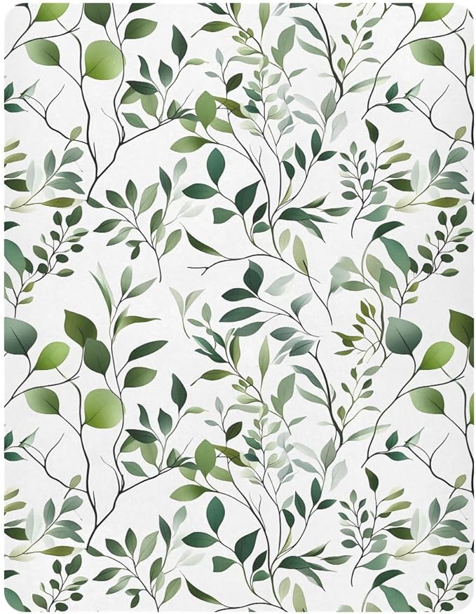 Baby Crib Sheets Fitted Crib Sheet Standard Crib and Toddler Mattress for Boys Girls 39 * 27in Pink Starfish Shell Pattern (Eucalyptus Leave Branch Pattern, Small)