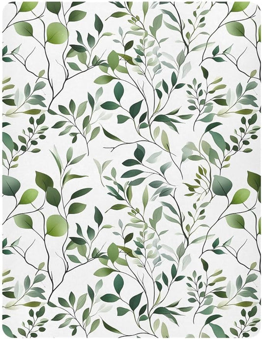 Baby Crib Sheets Fitted Crib Sheet Standard Crib and Toddler Mattress for Boys Girls 39 * 27in Pink Starfish Shell Pattern (Eucalyptus Leave Branch Pattern, Small)
