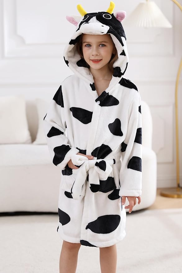 DELEY Girl's Robe Baby Boys Hoodie Robes Toddler Bathrobes for Kids Pajamas Sleepwear