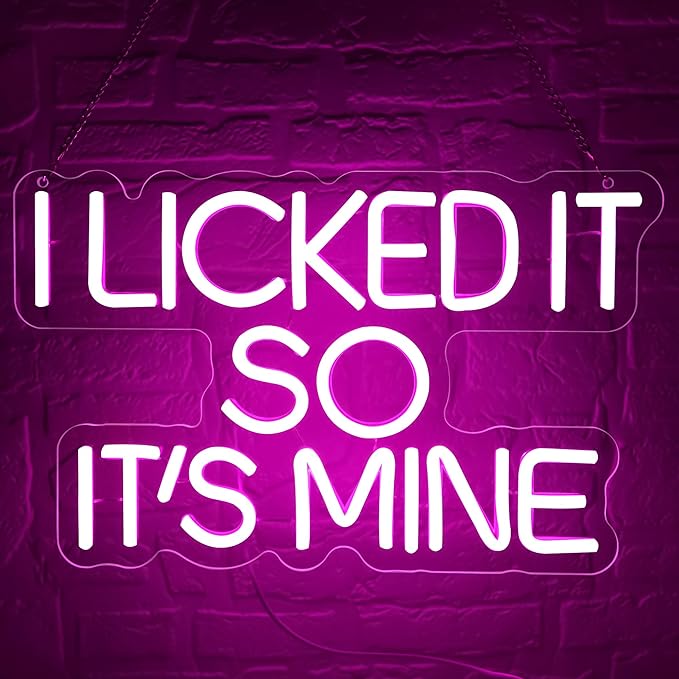 Pink Text Neon Sign for Wall Decor Its Mine LED Neon Light Sign Funny Signs Pink Room Decor for Wedding Party Valentine'Day Gifts for Husband Wife Boysfriend Size 15.2 * 9.4in(GLND367)