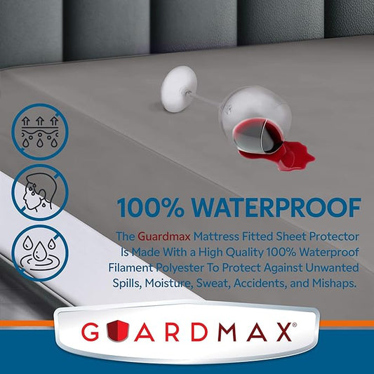 Guardmax Premium Waterproof Mattress Protector - Full XL Size Waterproof Fitted Sheet Protects Against Liquid Spills, Stains, Dirt, and Dust Mites - Soft, Hypoallergenic, and Noiseless Bed Sheet