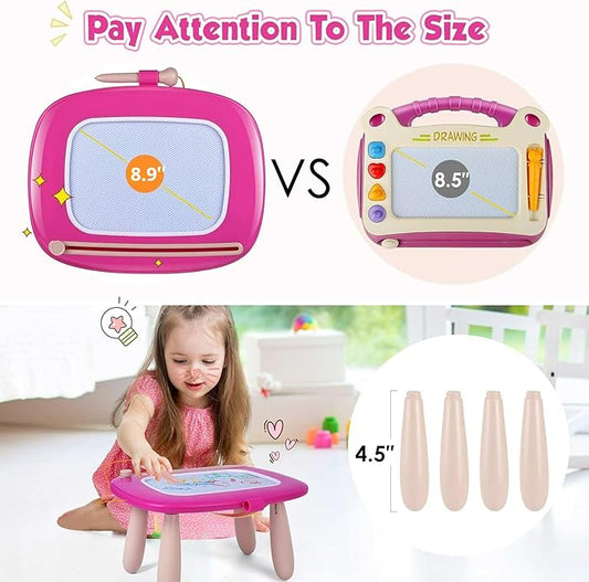 Smasiagon Toddler Girl Boy Toys,Magnetic Drawing Board for Toddlers,Early Learning Doodle Board Writing Painting Sketch Pad, Birthday Easter Valentines Day Gifts for 1 2 3 Year Old (Deep Pink)
