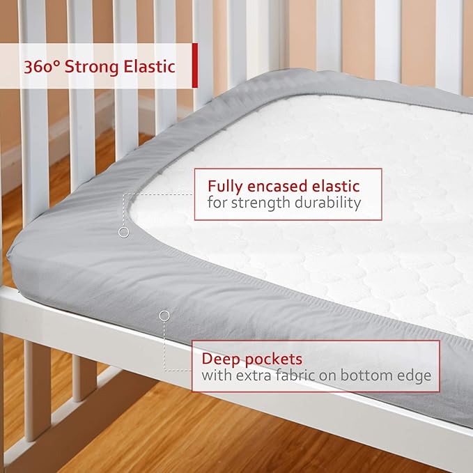 Pack and Play Sheets Fitted 2 Pack, Compatible with Graco Pack n Play, Soft and Breathable Playpen Sheets 39"×27"×5", Gray Star&Black Star