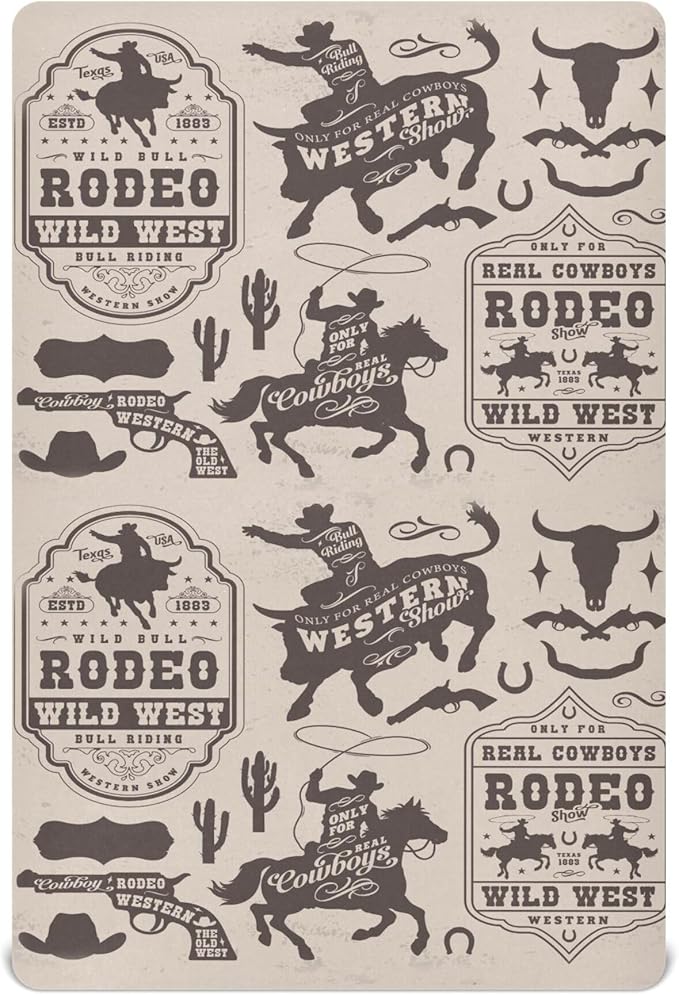 Western Cowboy USA Crib Sheets Soft Breathable Fitted Baby Crib Sheets Mattress Cover for Girl Boys, 52" x 28" x 9"