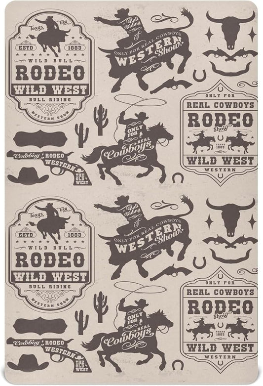 Western Cowboy USA Crib Sheets Soft Breathable Fitted Baby Crib Sheets Mattress Cover for Girl Boys, 52" x 28" x 9"