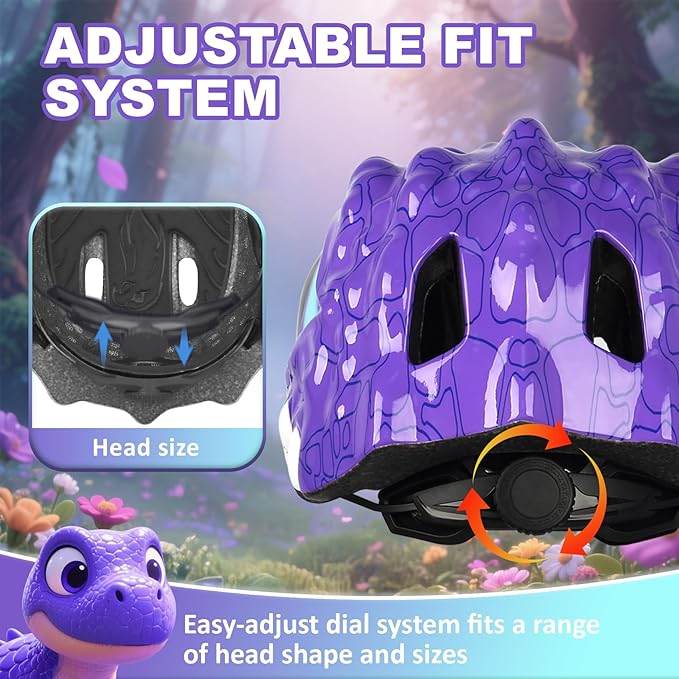 Toddler Kids Bike Helmet,3D Dinosaur Helmets for Boys Girls Infant/Baby to Children 1/2/3/4/5/6/7/8 Years Old Lightweight Adjustable Multi-Sports Bicycle Scooter Skateboard Skating Cycling