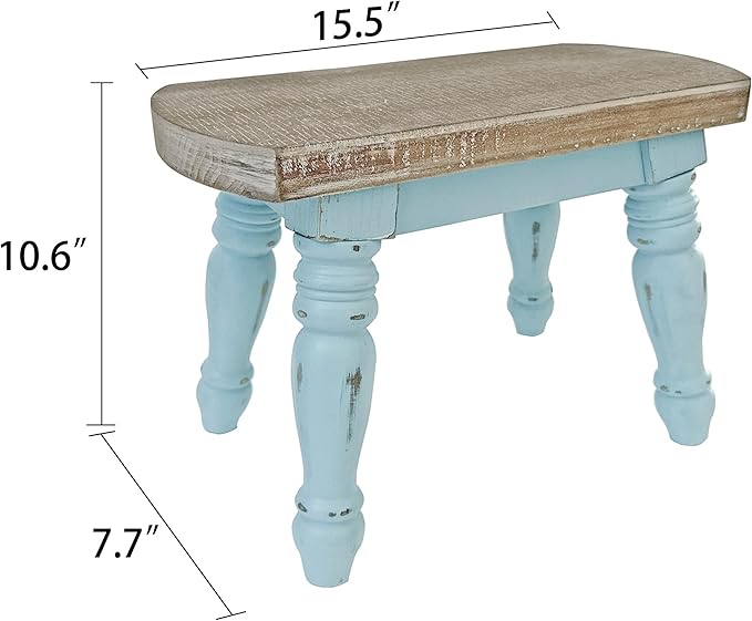dwellington Farmhouse Wooden Step Stool - Rustic Solid Wood Design, 300lb Capacity, Sturdy Step Ladder for Kids, Kitchen, Bathroom, Vintage Home Decor