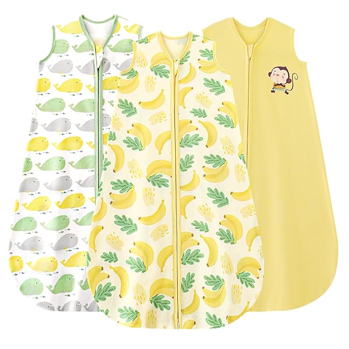 Yoofoss Baby Sleep Sack 18-24 Months Wearable Blanket for Babies 100% Organic Cotton 2-Way Zipper TOG 0.5 Toddler Sleeping Sack 3 Pack, Comfy Lightweight Sleep Sacks