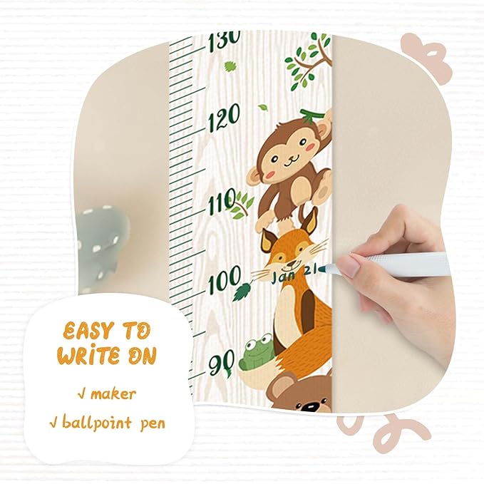 Woodemon Personalized Name Kids Growth Chart Height Measuring Chart, Zoo Kids Growth & Measuring Chart in Inches, Fun & Stylish Height Tracker for Children, Growth Ruler, Hangable&Waterproof