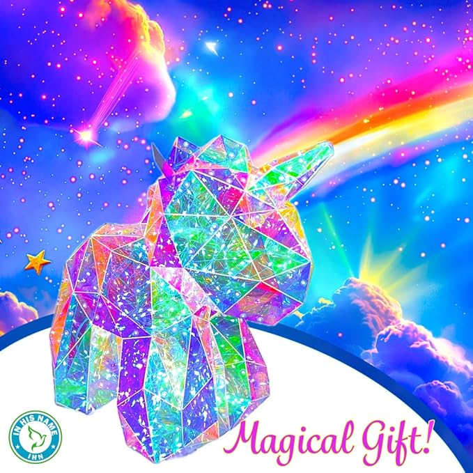 In His Name LED Unicorn Night Light for Girls & Kids - Colorful Magical Lamp for Girls Room - Premium Bedside Lamp & Cute Night Light for Toddlers - Unique Teen Display Gifts Spring Summer Decor