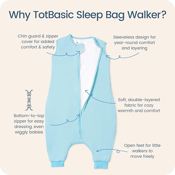 Toddler Sleep Sack with Feet, 1.0 TOG Baby Sleeping Bag with Legs, Oversized Wearable Blanket for 2T, 3T, 4T Walkers