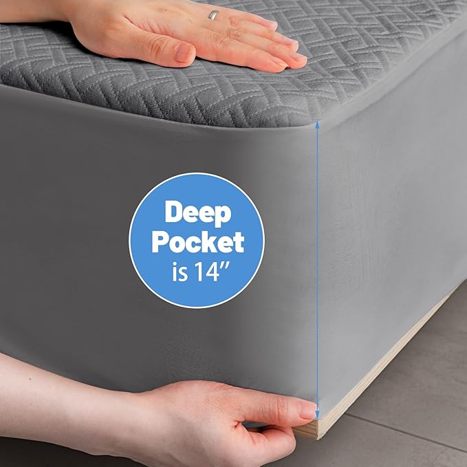 Premium Bamboo Mattress Protector – Twin Size, Waterproof, & Ultra Soft Breathable Noiseless Washable Bed Mattress Cover for Comfort & Protection MC03TWIN-LG