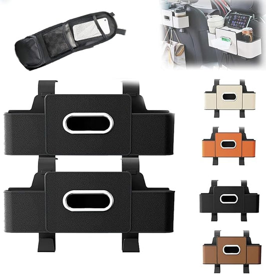 pupken Car Organizers and Storage Box, Car Organizers and Storage Box Behind Set, 4 in 1 Multifunctional Cars Organizer and Storage Back Seat for Hold Phone, Drinks, Handbag, Universal Fit (black*2)
