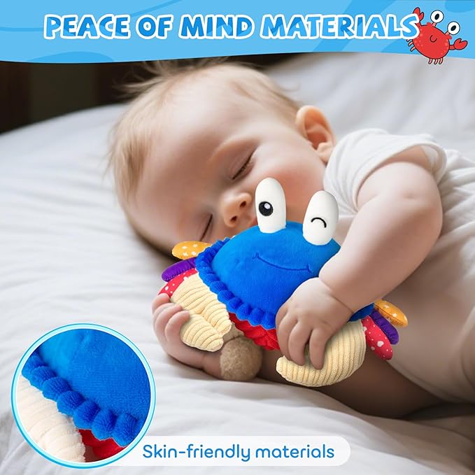 Baby Toys 12-18 Months, Musical Crawling Crab Plush Toy - 40 Songs & Recording Feature, Dancing Walking Moving Bouncing Tummy Time Toy, Sensory Toys for Toddlers 1-3, Birthday Gifts for Infants
