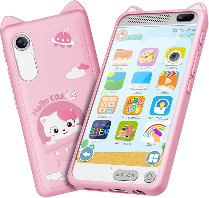 Kids Smart Phone for Girls, 3.97" Touchscreen Kids Phone Toys for 3-12 Birthday, Dual Camera, Built-in 8G SD Card Cell Phone for Boys Girls Toys(Pink)