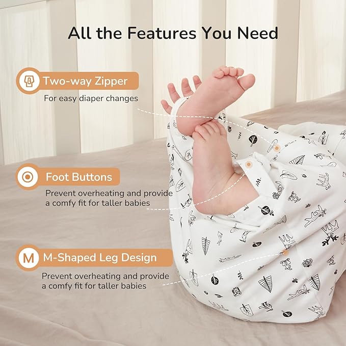 KIDIRA Transition Swaddle Sleep Sack, 3-6 Months, 12-18 lb, 2-Way Zipper, Moisture-Wicking Fabric, Snug Fit, (Munchkin Forest)