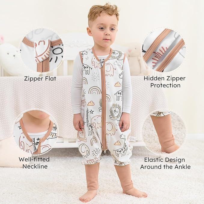 Yoofoss Toddler Sleep Sack With Feet 12-24 Months 100% Organic Cotton Baby Sleep Sack with Legs Toddler Wearable Blanket with 2-Way Zipper