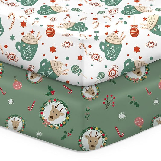 Baby Crib Sheets for Boys Girls, Fitted Crib Sheet 2 Pack for Standard Crib and Toddler Mattress, Super Soft Baby Sheet