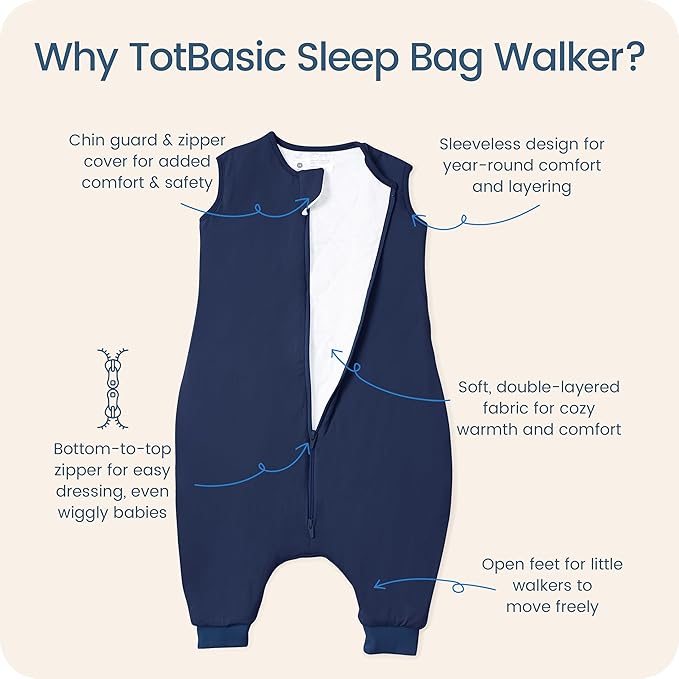 Toddler Sleep Sack with Feet, 1.0 TOG Baby Sleeping Bag with Legs, Oversized Wearable Blanket for 2T, 3T, 4T Walkers