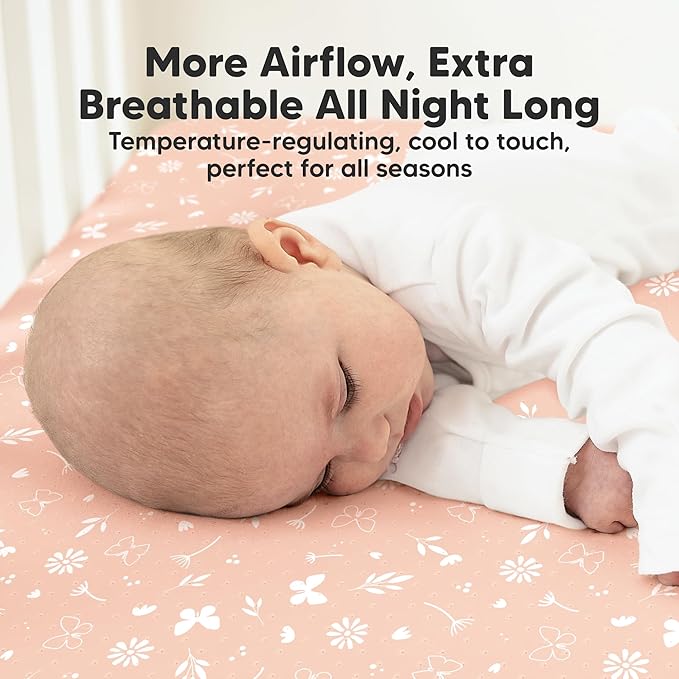 KeaBabies 2-Pack Fitted Crib Sheets for Boys, Girls, Baby - Soft Bamboo Viscose Cotton, 52x28 Standard Crib Mattress Sheets, Toddler Bed Mattress Cover, Gender Neutral,Breathable,Durable (Butterflies)