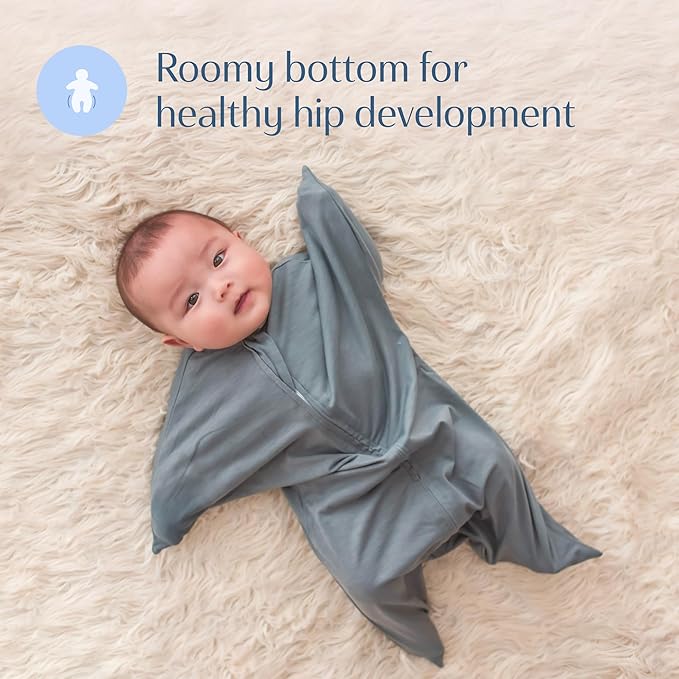 SleepingBaby Zipadee-Zip Transition Swaddle - Cozy Baby Swaddle Blanket with Zipper Convenience - Roomy Wearable Blanket for Easy Diaper Changes - Classic Grey, Large (12-24 Month) - 2 Pack