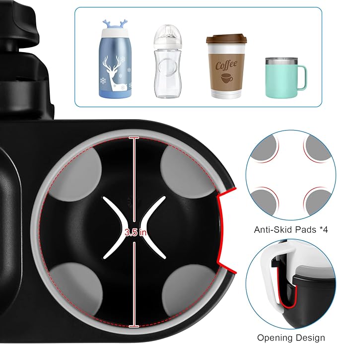 Accmor Stroller Cup Holder with Tray, Universal Cup Holder Tray for Uppababy Nuna Doona Strollers, Bottle Drinks Holder for Stroller, Wheelchair, Walker