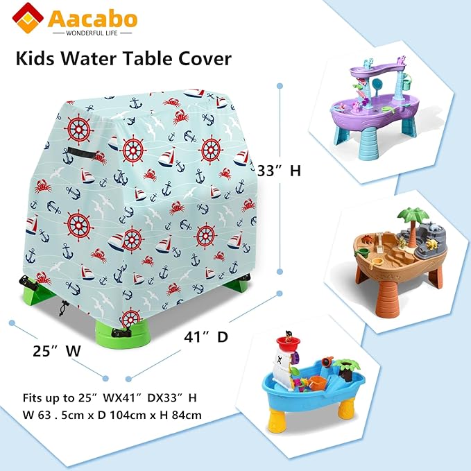 Kids Water Table Cover Fit Rain Showers Splash Pond Water Table,Waterproof Dust Proof Anti-UV Outdoor Toys Cover-Cover only