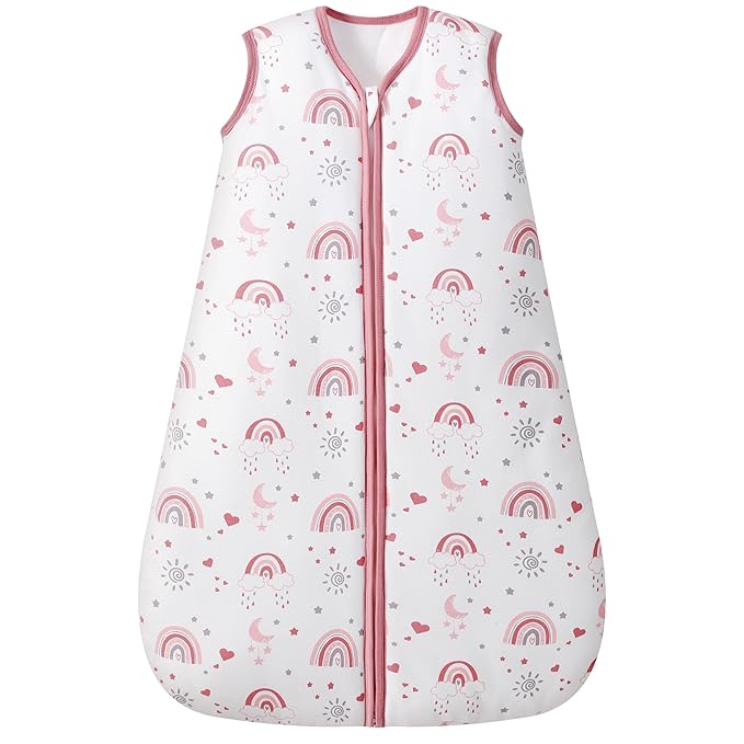 Baby Sleep Sack 6-12 Months, 2.5 TOG Cotton Winter Baby Wearable Blanket with 2-Way Zipper, Warm Soft Sleeping Bag for Newborn Infant Boy Girl, Medium Rainbow