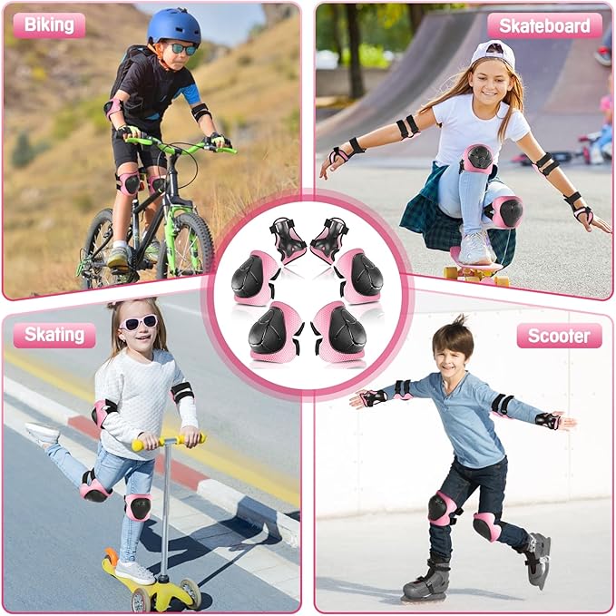 Kids Protective Gear Set Knee Pads for Kids 3-14 Years Toddler Knee and Elbow Pads with Wrist Guards 3 in 1 for Skating Cycling Bike Rollerblading Scooter