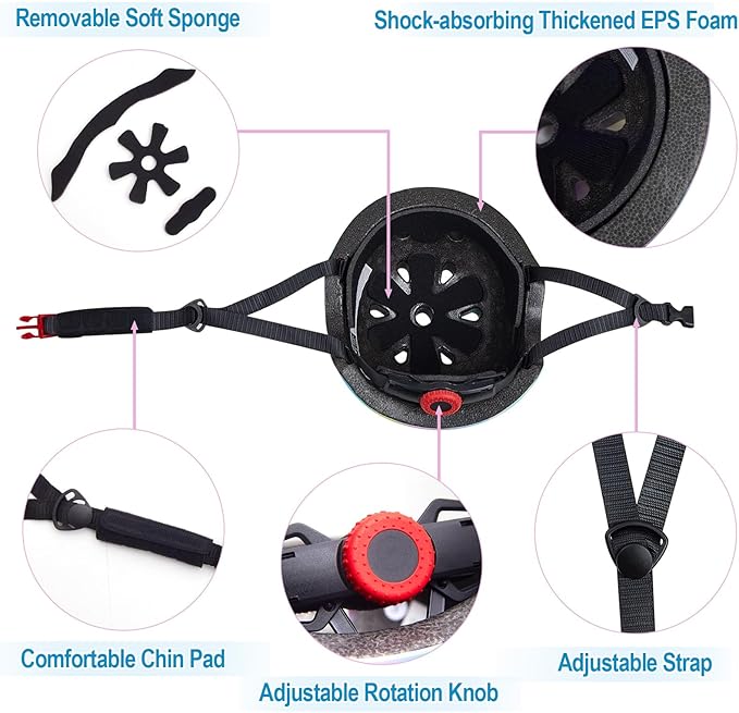 FIODAY Kids Helmet Knee Pads for Kids Unicorn Knee and Elbow Pads Wrist Guards Adjustable Protective Gear Set for Girls Boys Sports Skateboard Inline Skating Scooter