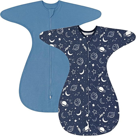 ZIGJOY Shark-Fin Transition Swaddle - 1.0 Tog Baby Sleep Sack Soft Cotton Transitional Swaddle Baby Wearable Blanket