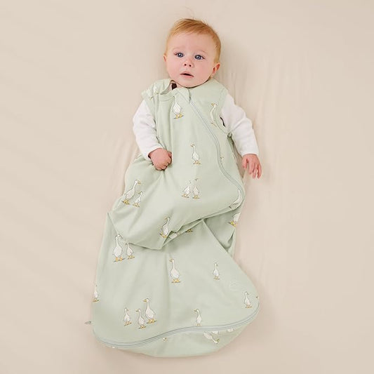 Ecolino Organic Cotton Baby Sleep Sack - 2-Way Zipper Baby Wearable Blanket - Newborn Sleeping Bag Sack - 0-6 Months - Goose