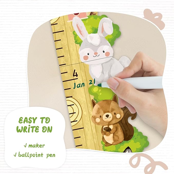 Woodemon Personalized Name Growth Chart for Wall, Forest Animal Stack Wooden Height Chart, Boy Girls Height Chart Growth Measuring Ruler, Christmas Birthday Gift for Boys and Girls