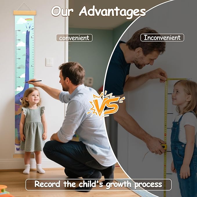 Personalized Flowers Growth Chart for Wall Kids, Name Height Chart for Kids, for Nursery & Bedroom, Baby Shower Gift (60.6" x 8.3")