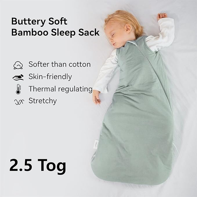 Rayon Made from Bamboo Sleep Sack 24-36 Months 2.5 Tog Winter Warm Ultra Soft Baby Wearable Blanket 3t Toddler Sleep Sack for Babies Unisex Girl Boy 2-Way Zipper Quilted Thick Baby Sleeping Bag