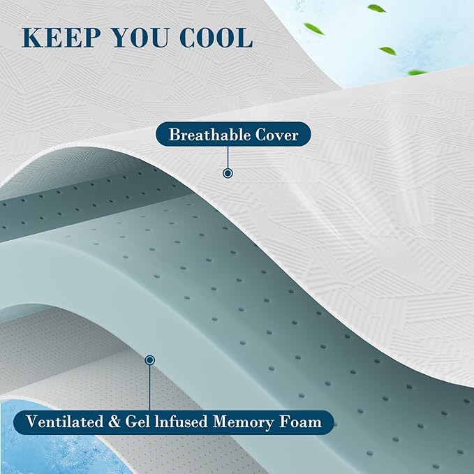 2 Inch King Memory Foam Mattress Topper, Cooling Gel Bed Topper with Removable Cover, Soft & Pain Relief & Breathable, CertiPUR-US & Oeko-Tex Certified